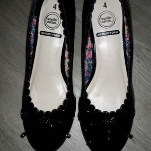 Girls black dress shoes with bow